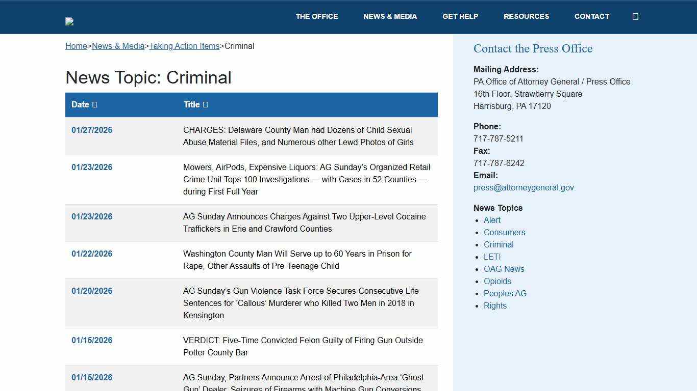 Criminal – PA Office of Attorney General