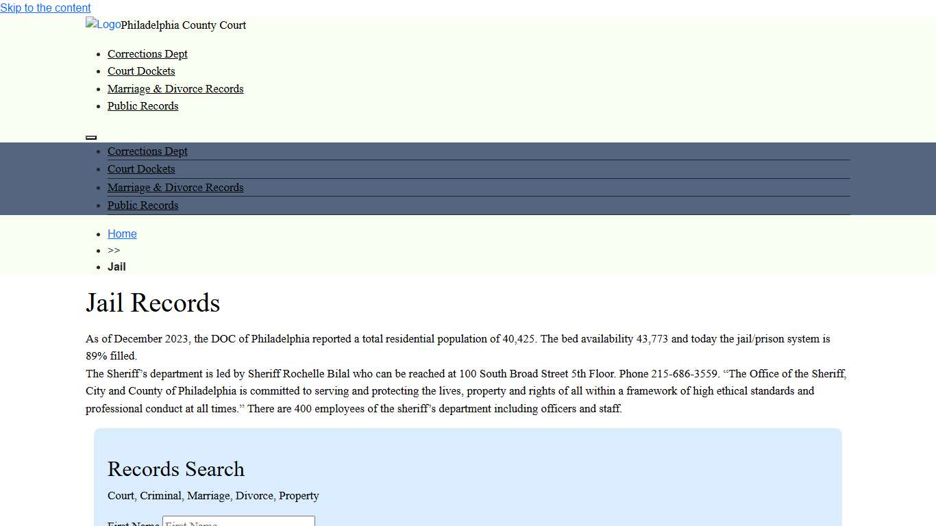 Jail Records Philadelphia County Court