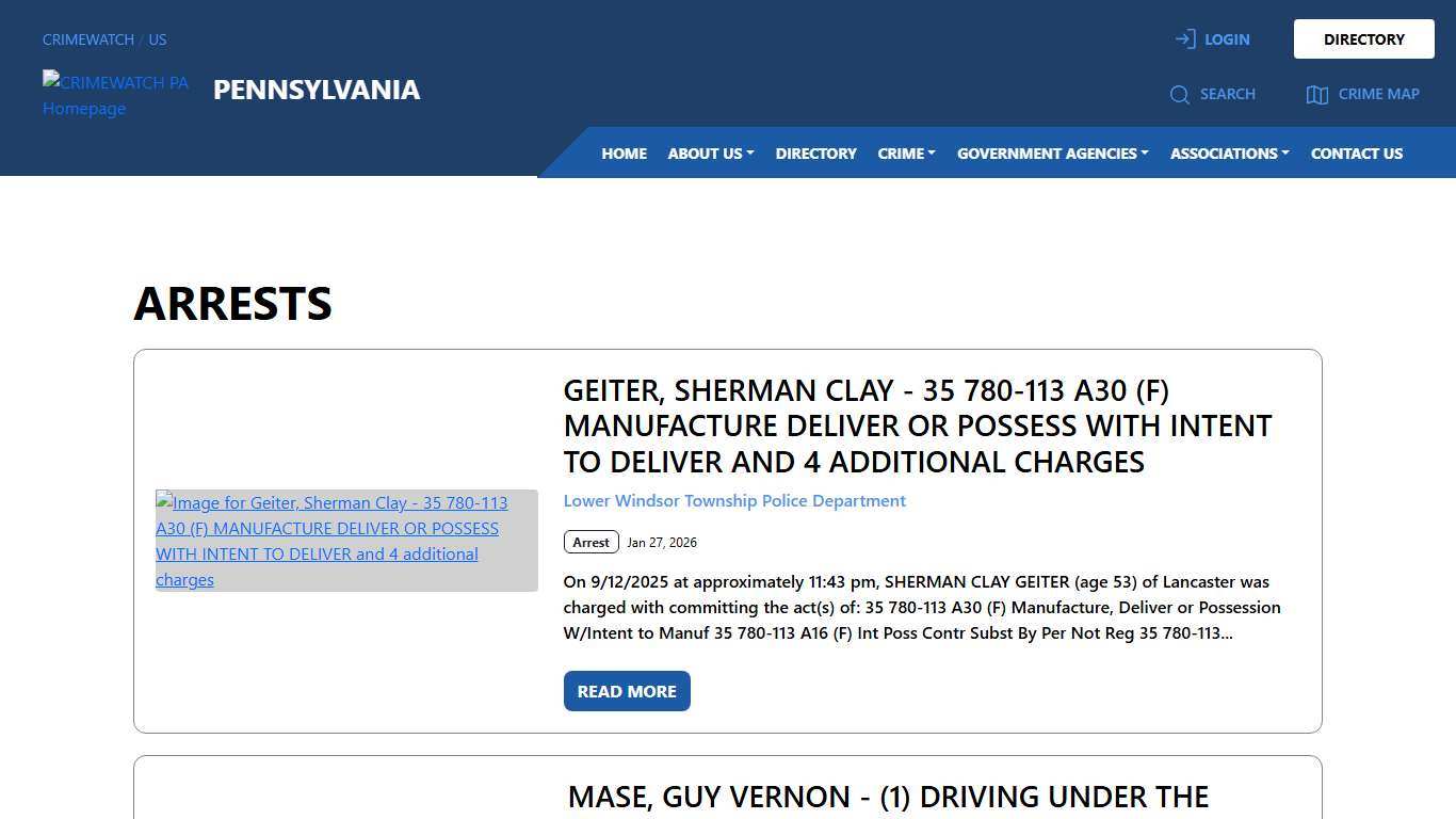 Pennsylvania Arrests CRIMEWATCH